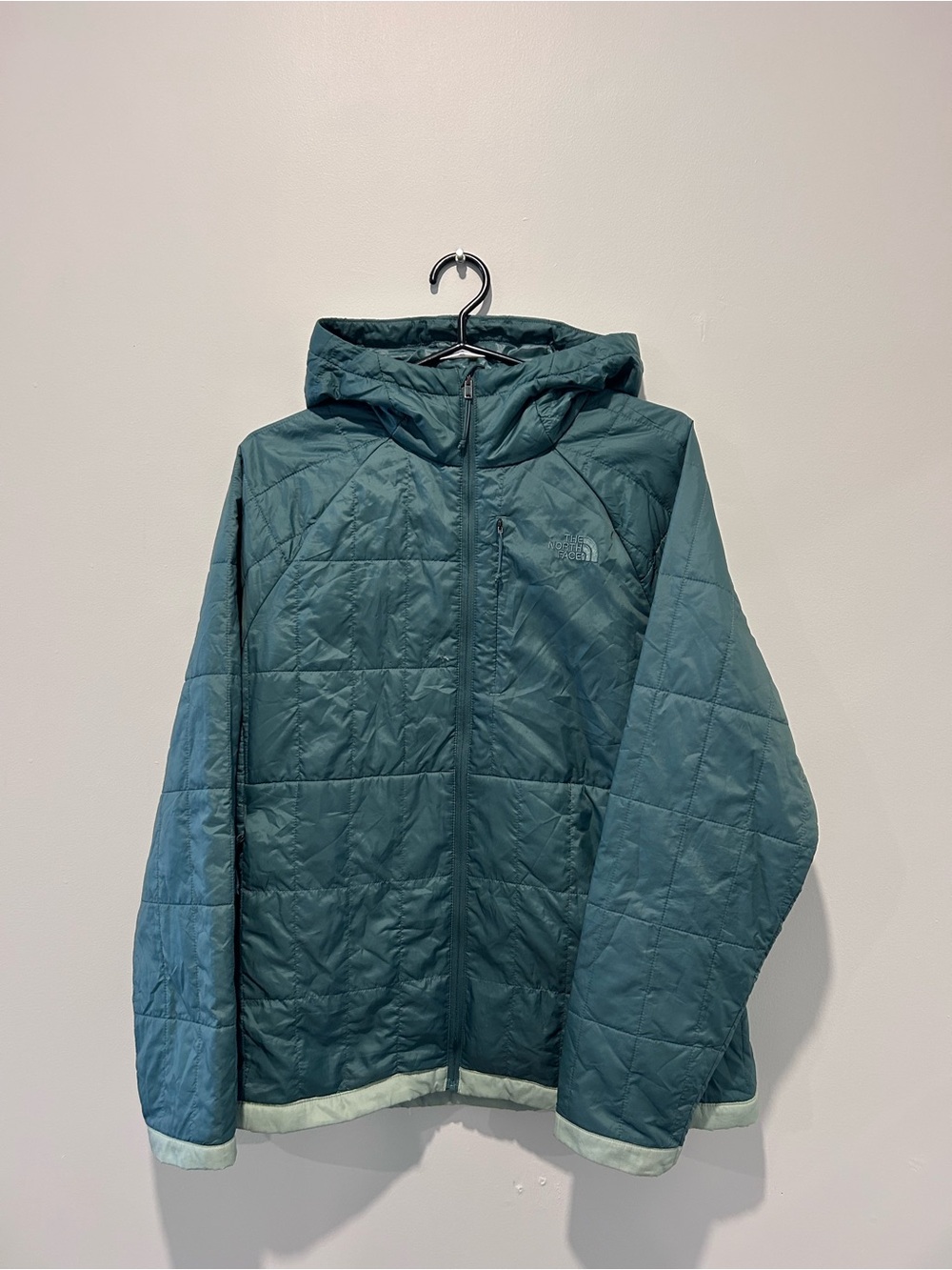 The North Face Teal Hooded Quilted Puffer Jacket